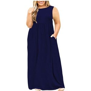 Navy, sleeveless maxi dress with pockets